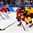GANGNEUNG, SOUTH KOREA - FEBRUARY 25: Olympic Athletes from Russia's Vyacheslav Voinov #26 and Germany's David Wolf #89 battle for a loose puck during gold medal round action at the PyeongChang 2018 Olympic Winter Games. (Photo by Andrea Cardin/HHOF-IIHF Images)

